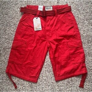 NWT Vintage Ablanche Cargo Shorts Mens 32 Red Baggy Relaxed Skater Y2K Hip Hop
